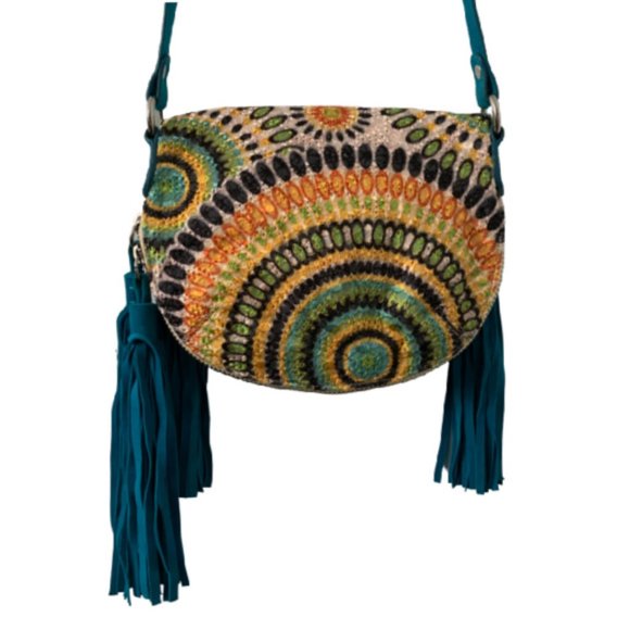 Boho / Hippie Carpet Tassel Crossbody Bag - Picture 4 of 7